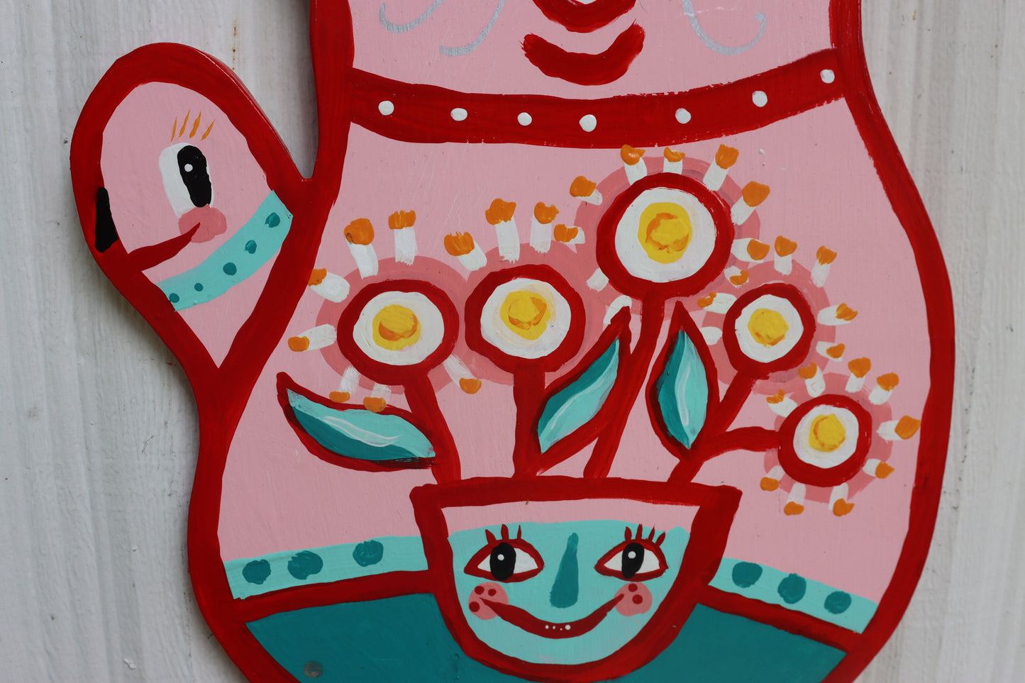 Pink Cat With Flowers