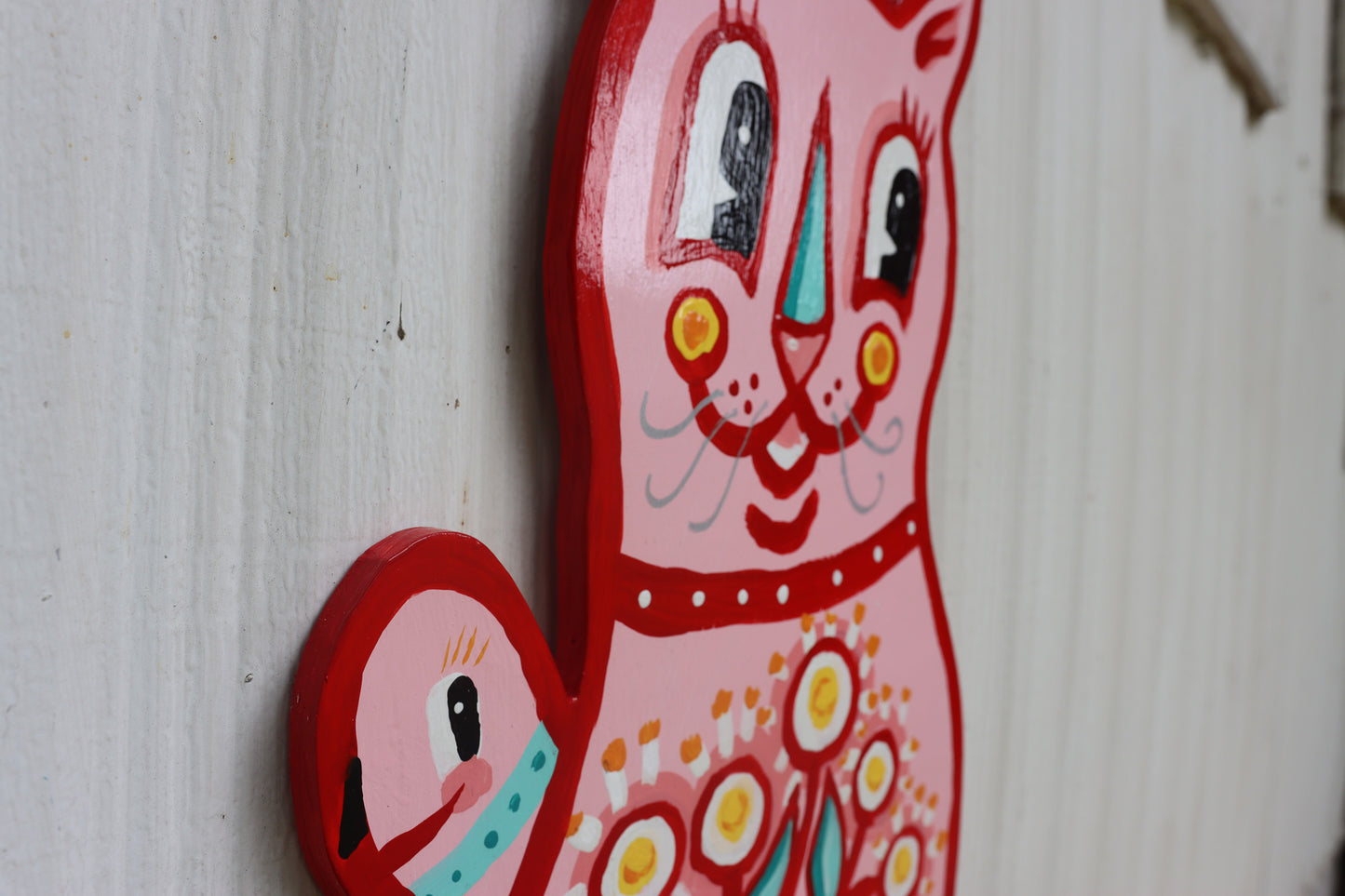 Pink Cat With Flowers