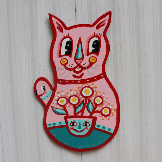 Pink Cat With Flowers